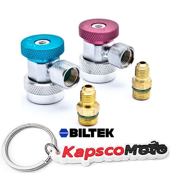 KapscoMoto Keychain Biltek A/C R134a Quick Coupler Adapter Car High & Low Side HVAC SAE Male Flare Fitting 