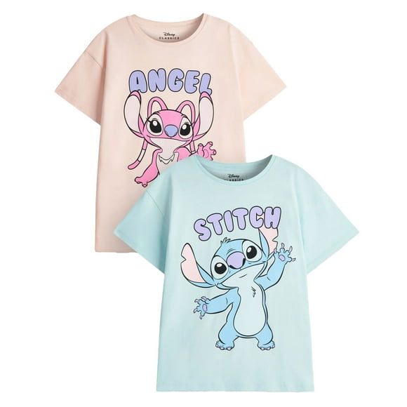 Lilo & Stitch Girls Stitch & Angel Short-Sleeved T-Shirt (Pack of 2)