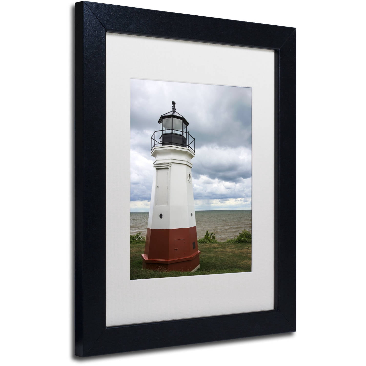 Trademark Fine Art "Vermillion Ohio Lighthouse" Canvas Art by Kurt Shaffer, White Matte, Black Frame