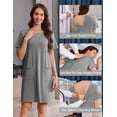thumbnail image 5 of Pinspark Hospital Gowns for Women Open Back Tear Away Short Sleeve Dress Snap Open Post Surgery Adaptive Nightgown with Pockets, 5 of 6