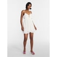 thumbnail image 2 of No Boundaries Sleeveless Tie Front Ruffle Romper, Women's XXS-XXL, 2 of 5