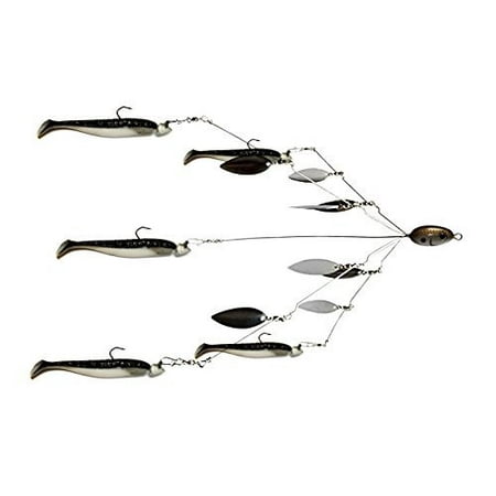 Fishing Vault Fully Rigged 5 Arms 8 Bladed Alabama Umbrella Rig Bass Lure W/ Swim Baits and Jig Heads (Best Bass Fishing In Alabama)
