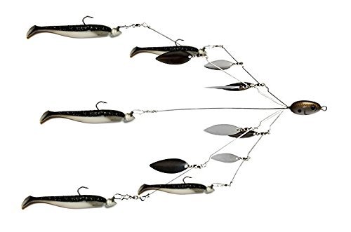 Zer one 5 Arms Alabama Umbrella Rigs Fishing Lure Bait Rigs with Snap Swivels Junior Ultralight Multi-Lures Rig 