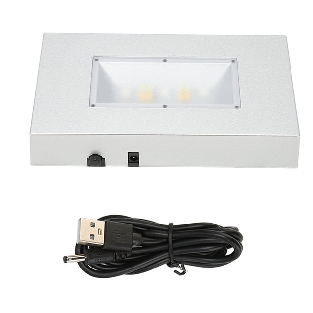Base de soporte de luz LED, modos de iluminación múltiples alimentados por USB, base de pantalla de luz rectangular para cristal plateado