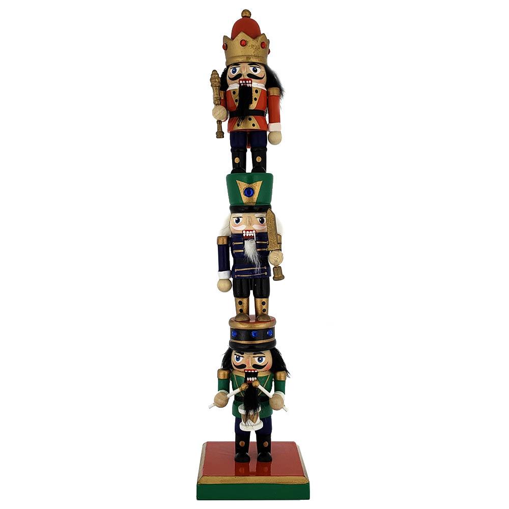 Totem Nutcracker Triple Stacked in Traditional colors 14 inch Walmart