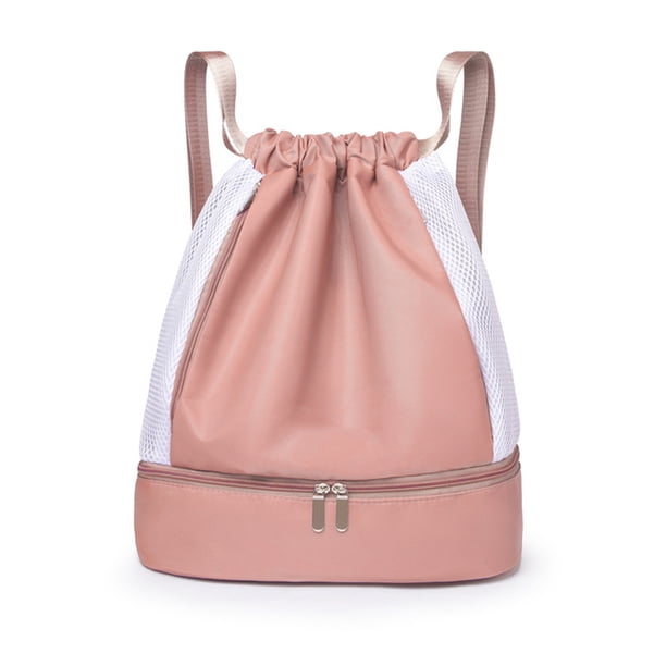 Minnieouse Bolsa de gimnasio portátil Senderismo Viajes Fitness Entrenamiento Casual Mochila impermeable Ropa Seco Húmedo Separación Bolsas de Envolturas para manijas de equipaje Rosa