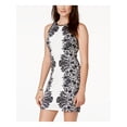 thumbnail image 4 of B DARLIN Womens White Floral Sleeveless Crew Neck Mini Cocktail Body Con Dress 13\14, 4 of 6