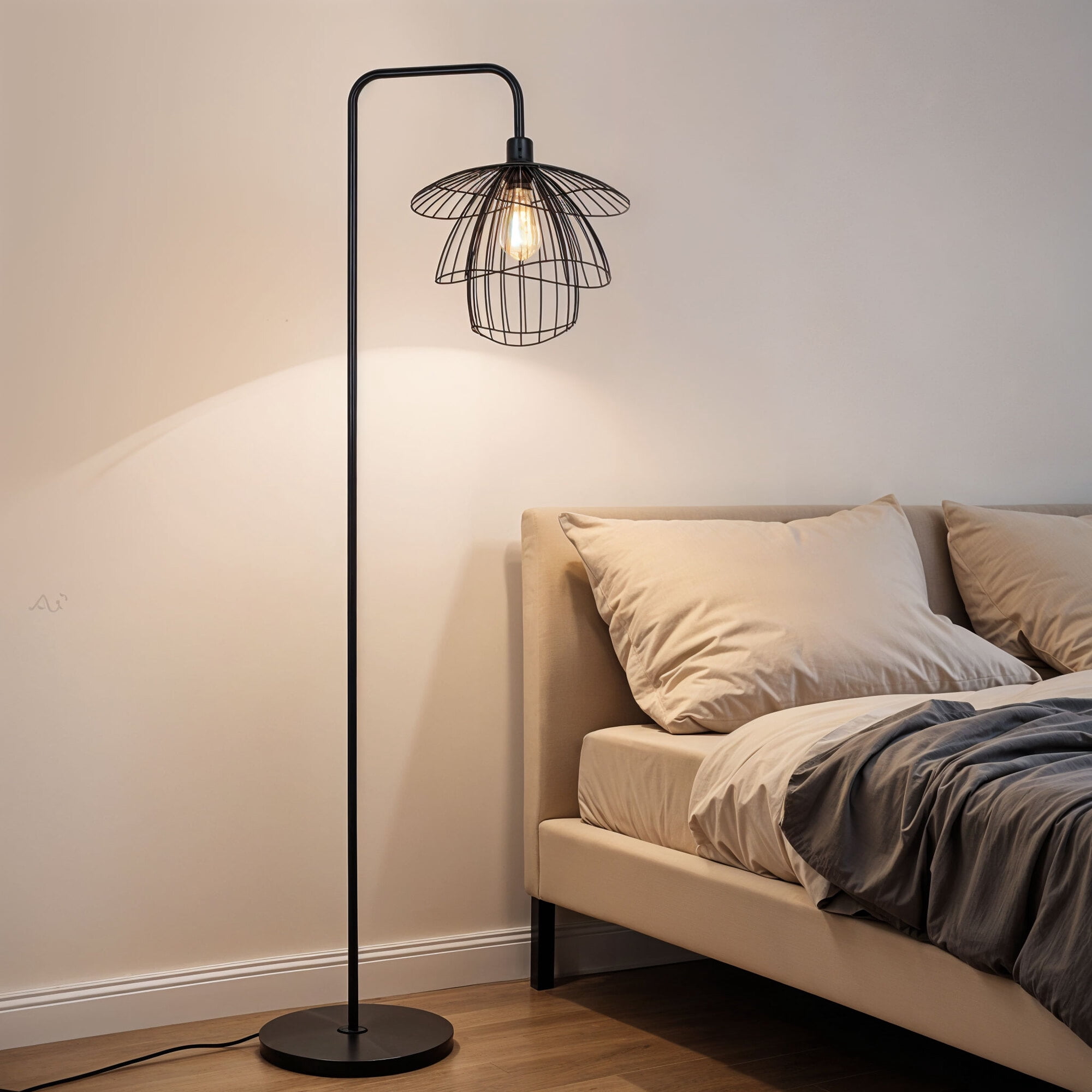 Kenroy Home Orchid 65'' Floor Lamp with Black Metal Novelty Shade Modern Floor Light Fixture for Living Room, Bedroom, or Office, Black