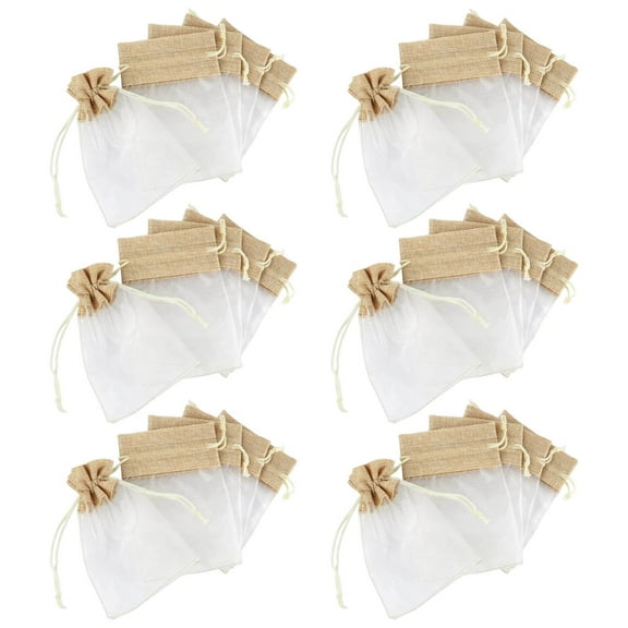 30pcs Sturdy Linen and Organza Fabric Bags with Drawstring Storage Bags for Jewelry Organization and Gifts Presentation