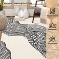 thumbnail image 3 of Washable Area Rugs 9x12, Non-Shedding Super Soft Carpet with Nonslip Backing, Geometric Striped Modern Rug for Living Room, Black/Beige, 3 of 9