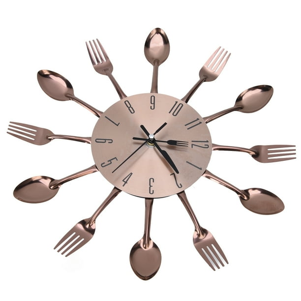 Reloj De Pared De Cocina, Reloj De Pared Multiusos Con Tenedor Y Cuchillo, Acero Inoxidable Extraíble 3D Para Decoración De Cocina, Decoración De Restaurante, Decoración Del