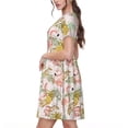 thumbnail image 2 of Disketp Tropical Flamingo Pineapple para Vestido de Manga Corta para Mujeres, Vestidos de Verano para Mujeres, Casual y Holgado para la Playa, 2 of 6