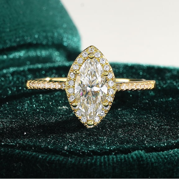 Apaison Luxury Delicate 1 Carat Moissanite Woman Ring - Bridal Wedding Engagement Gold Plated Jewelry Gift - Passes Tester