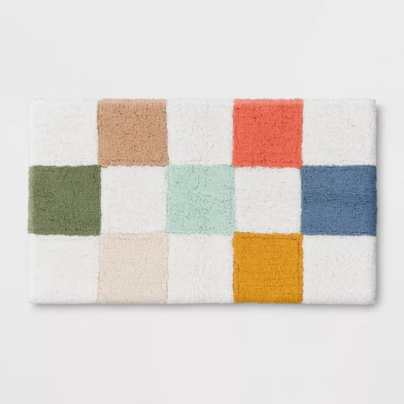 Checkered Kids' Bath Rug