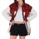thumbnail image 2 of Chaqueta de Franela Abotonada de para Mujer, con Solapa Afelpada, Larga, Blusa A Cuadros, Otoño Gran Rojo L, 2 of 8
