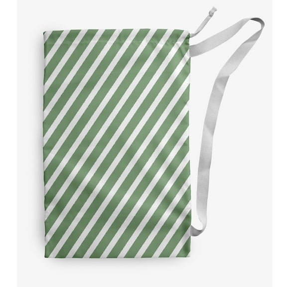 Simply Daisy Diagonal Stripe 28 x 36 in Green Laundry Bag
