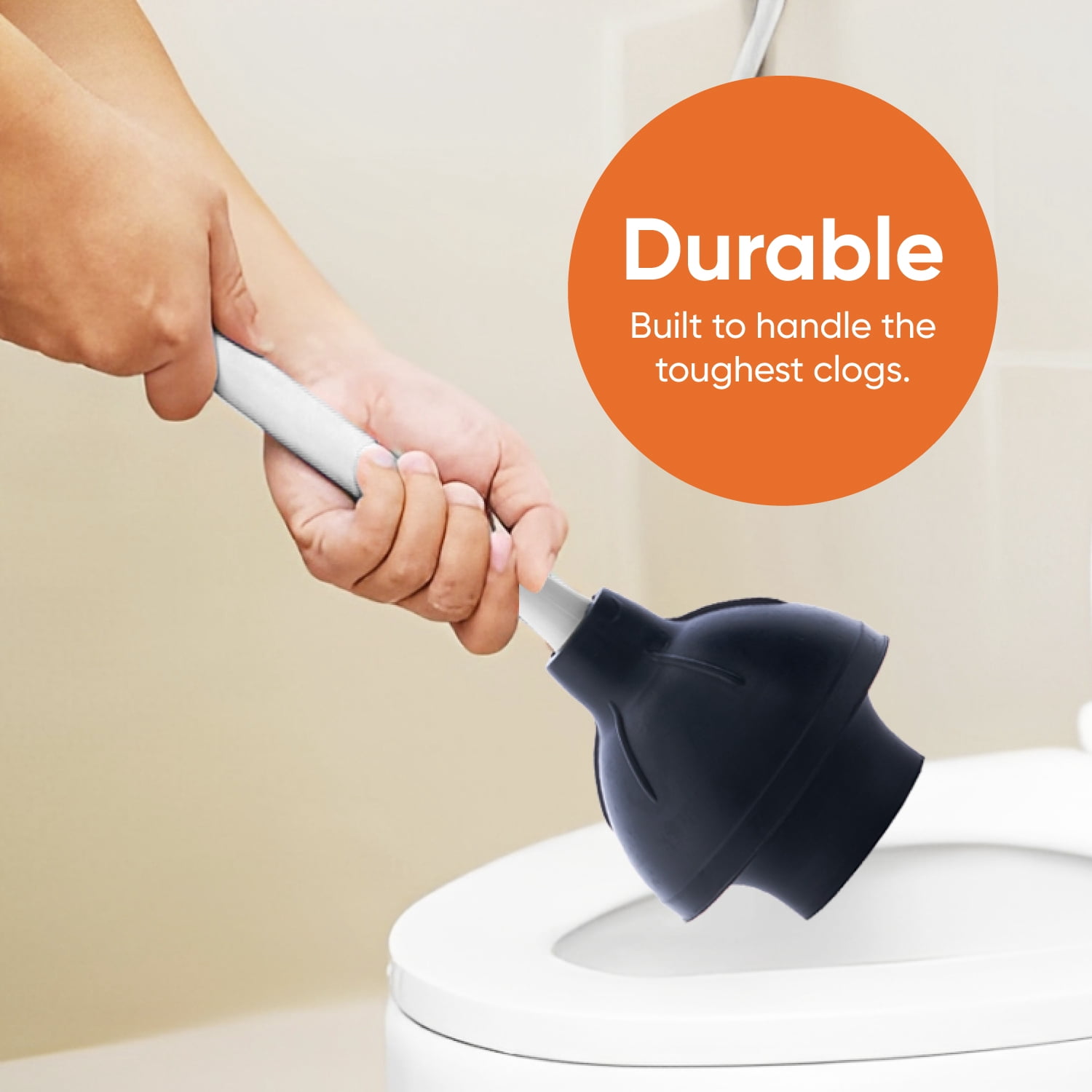 Superio Sink & Toilet Plunger + Toilet Bowl Brush and Holder Set - Dual-Purpose Drain Plunger with Mold-Resistant Rubber Head & Ergonomic Grip