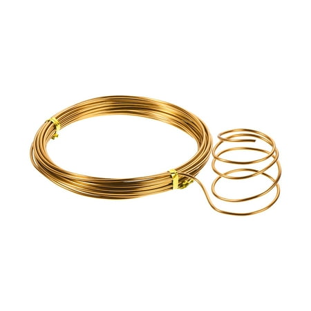 Aluminum Wire 16 Feet 2mm Dia. Flexible Metal Wire Gold Tone for DIY Arts Craft