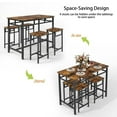 thumbnail image 6 of Counter Height Dining Table Set for 4, Metal Rectangle Bistro Pub Set with MDF Top, Rustic Brown Kitchen Bar Table Set, 5-Piece High Top Breakfast Table & Stools for Apartment Home, 6 of 9