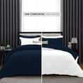 thumbnail image 2 of DNG Creations 3 Piece Reversible Diamond Pattern Comforter All Season 550 GSM - Oversized King - Size ( Navy-Blue/White Colour ) 800 Threads Count, 100% Egyptian Cotton, 2 of 7