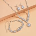 thumbnail image 2 of Bride Silver Bridal Necklace Earrings Set Crystal Bridal Wedding Jewelry Set Rhinestone Choker Necklace for Women and Brides, 2 of 4