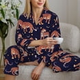 thumbnail image 5 of KLL Leopard Print Print Women's Long Sleeve Pajamas with Pants Sleepwear Loungewear 2 Set-Medium, 5 of 7