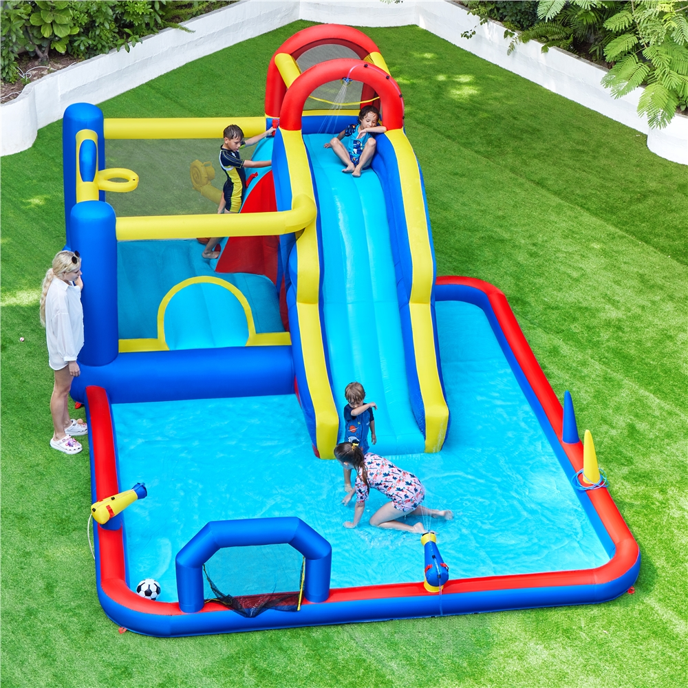 Yaheetech 10-In-1 Inflatable Water Slide with Storage Bag, Blue
