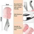thumbnail image 2 of Short handle stainless steel tableware-Children's silicone auxiliary food spork, 2 of 5