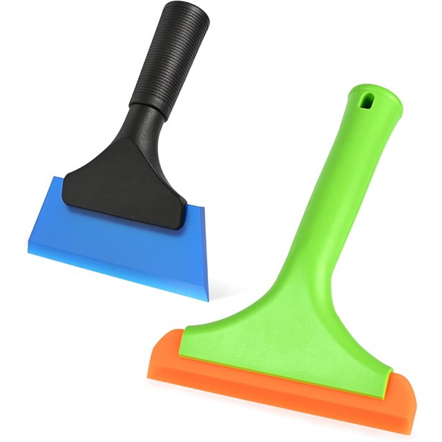 Gomake Small Rubber Squeegee Window Shower Squeegee,Auto Water Blade for Car Windshield, Window, Mirror, Glass Door (Green+ Blue)