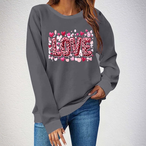 Gamivast Teacher Valentines Day Shirt Long Sleeve Funny Heart Print Blouse Trendy Crew Neck Tops Casual Loose Drop Shoulder Sweatshirts Valentine's Outfit