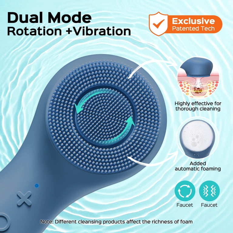 COSLUS Face Scrubber Dual Spin Silicone Exfoliator, Blue photo 7