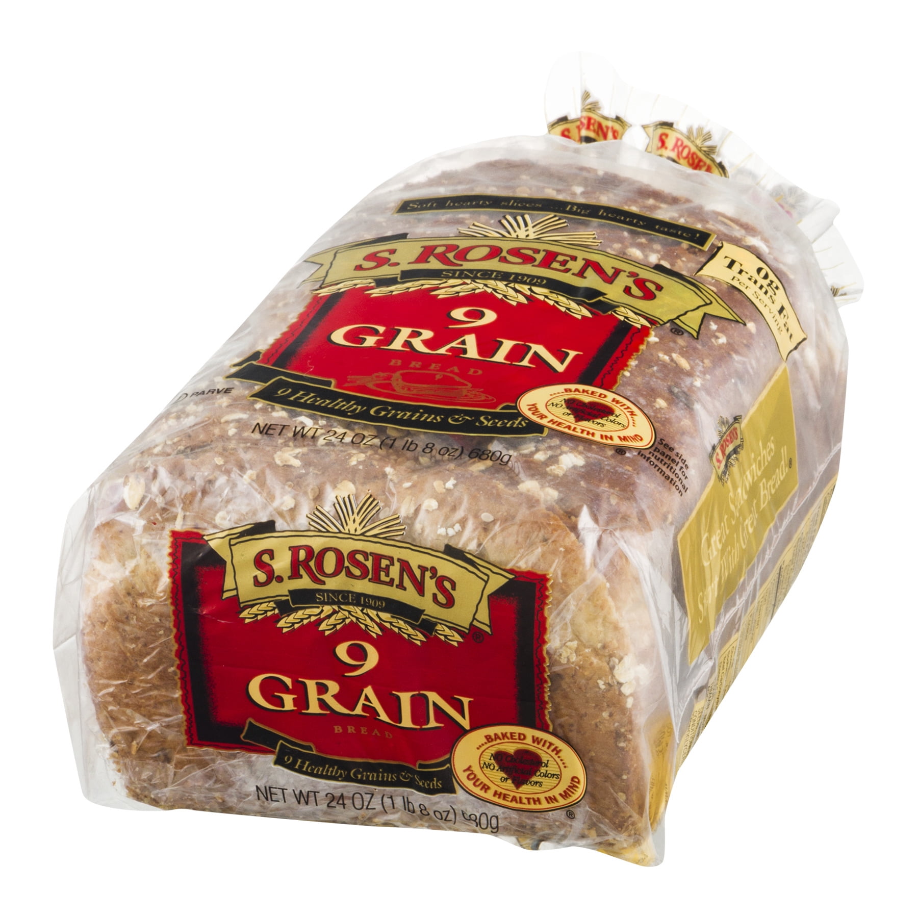 S. Rosen's 9 Grain Wheat Sliced Bread, 24 oz. Fresh Bread Loaf