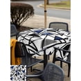 thumbnail image 5 of Outdoor Tablecloth with Umbrella Hole for Patio/Picnic/Party/Camping, Navy Blue Black Geometric Waterproof Table Cloth Square Cover Washable, Abstract Art Modern Line (60"x 60"), 5 of 8