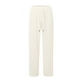 thumbnail image 6 of TrendOFT Women's Wide Leg Pants Elastic High Waisted Waffle Knit Casual Palazzo Pants Trousers with Pockets White S, 6 of 8