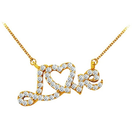 Beautiful Cubic Zirconia Love Pendant in 14K Yellow Gold Best Jewelry Gift Coolest Price