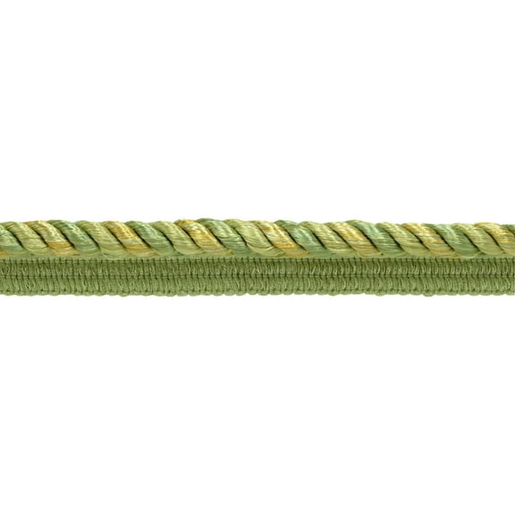 3/8" (1cm) Decorative Twisted Rope Cord Trim with Lip # 0038MLT,, Lemongrass Green #PR12 (Light Green, Yellow Green, Yellow Gold) Sold By The Yard (36"/3 ft/0.9m)