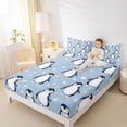 thumbnail image 4 of Manfei Cartoon Penguin 4 Pieces Queen Sheet Sets for Kids Teens,Happy Winter Snowflake Ultra Soft Flat Sheet,Merry Christmas Queen Fitted Sheet,Breathable Home Decor, 4 of 7
