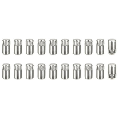 

4x6mm 304 Stainless Steel Dowel Pins 20 Pack Knurled Head Flat End Dowel Pin