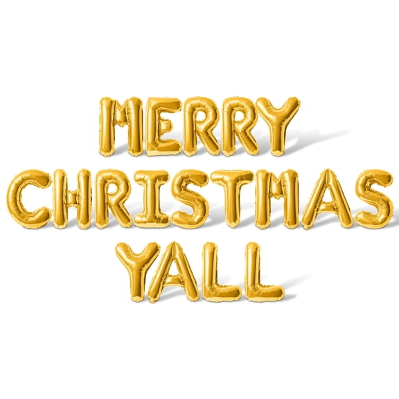 Letter Balloons - MERRY CHRISTMAS YALL 16" Inch Alphabet Letters Foil Mylar Balloon Christmas Party Banner (Gold)