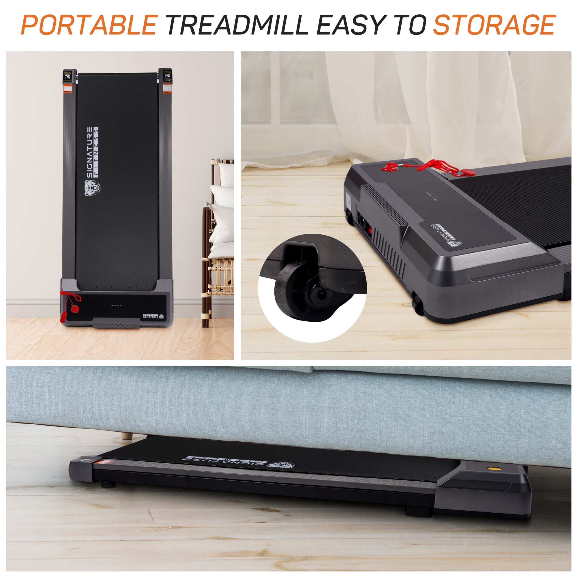 BalanceFrom SlimFold Dual-Mode Walking Pad, Compact Under-Desk Electric Treadmill with Remote Control & Transport Wheels, Quiet Space-Saving Walker for Home Office Walking or Light Jogging