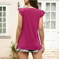 thumbnail image 3 of USSUMA Summer Tops for Women 2025 Women Fashion Summer Tops For V-Neck Ruffle Sleeve Tops Casual Sleeveless Elegant Clearance Sales Pink Polyester L, 3 of 6