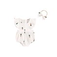thumbnail image 2 of Musuos Baby Girl Summer Outfit, 3 6 12 18 24Months Fly Sleeve Cherry Carrot Print Romper with Bowknot Hairband 2 Piece Set, 2 of 10