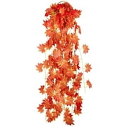 Asisol 24 Strands Artificial Fall Maple Leaves Garland Autumn Fake Leaf Vine Garland Hanging Plant for Home Garden Thanksgiving Indoor Outdoor Decor