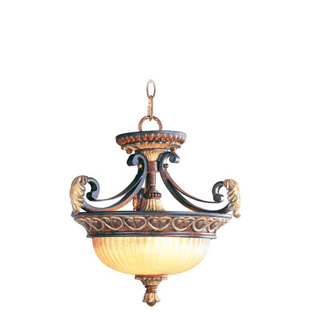 

Pendants Porch 2 Light With Rustic Art Glass Verona Bronze with Aged Gold Leaf Accents size 15 in 120 Watts - World of Crystal