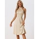 thumbnail image 3 of Vestido Midi Allegra K De Satén Sin Mangas Con Cuello Halter Para Mujer Cremallera Lateral De Cintura Alta Elegante Cóctel De Fiesta champán M, 3 of 6