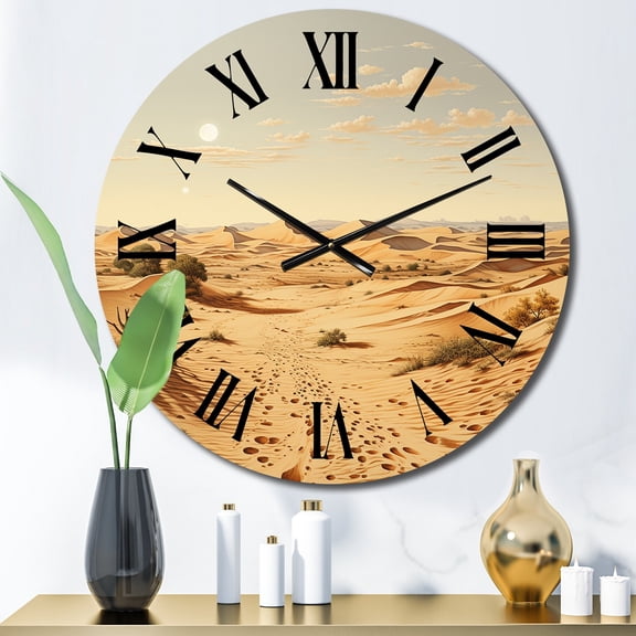 Designart "Desert Sand Serenity Painting II" Landscapes Oversized Wall Clock