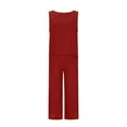 thumbnail image 3 of Mallwal Boho Summer Outfits for Women Two Piece Pants Sets Clothing Set Female Round Neck Sleeveless Tops Pants Sets Trousers Pant Style S_134 Women's Tracksuits Red 4XL, 3 of 8