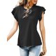 thumbnail image 4 of Txlixc Camiseta de Manga Corta para Mujer, Jersey con Volantes de Cuello Redondo de Color sólido, Tops Finos de Ajuste Suelto de Verano para Mujer Txlixc Estilo de ocio, 4 of 6