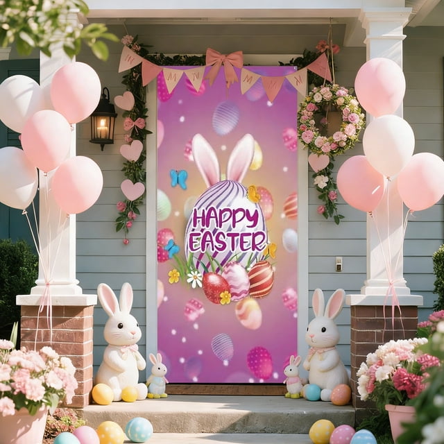 Dvkptbk Rideau de Porte de Pâques Décorations de Fête Décorations de Pâques