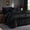 Black, variant on Lipa Full Comforter Set,7-Piece Bed in a Bag,Ruffled Design Bedding Set,Comforter,Flat Sheet,Fitted Sheet,Pillowcases and Shams,Beige